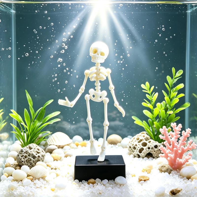 1 Stück Skelett Aquarium Dekoration 3D Gedrucktes Tanzendes Skelett Aquarium Sprudler Ornament Luftbetrieben Bewegliches Skelett Halloween Dekoration