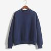 Damen-Sweatshirt mit einfarbigem Rollkragen, langen Ärmeln und Samt