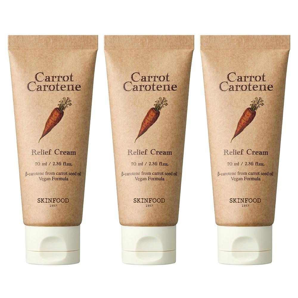 

SKINFOOD Carrot Carotene Relief Cream 70ml (3-Pack) - Intensive Soothing & Hydrating Vegan Cream - Sensitive Skin Korean Skincare Bundle