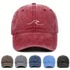 Wave Pattern Embroidered Baseball Cap For Men Women Vintage Washed Cotton Duckbill Sun Hat Outdoor Sport Distressed Dad Hats