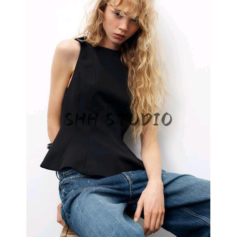 Spring and Summer New Women's Boat Neck Cropped Short Skirt Hem Bowknot Decoration Tops 2606777 2179777
