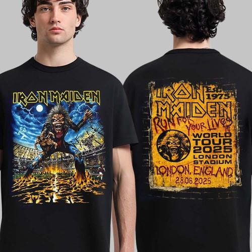 

Мужская футболка Iron Maiden Run for Your Lives World Tour 2025 Арнем Petherland Голландский Эксклюзивный Мерч Футболка Gelredome L