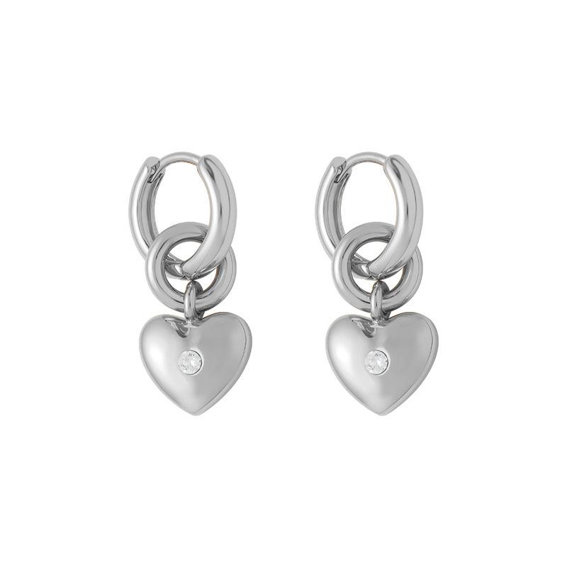 Three-dimensional Light Luxury Love Zircon Pendant Earrings Niche Design Temperament Earrings Earrings Studs Women's Ear Jewelry