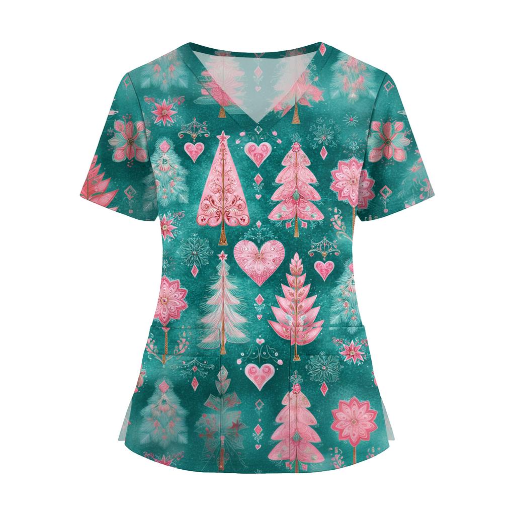 Dámská móda Overal s krátkým rukávem a výstřihem do V s kapsami Potisk Topů Oblečení