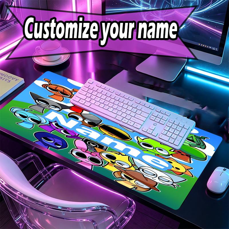 Custom Name Personalized Sprunki Game Pattern Mousepad, Laptop PC Desk Mat, Decorative Desk Mat for Home Keyboard Pad Gift