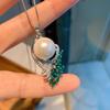 Cross Border Green Treasure Deep Yellow Shell Pearl Pendant Micro Inlaid Simulation Socialite Set Necklace Women