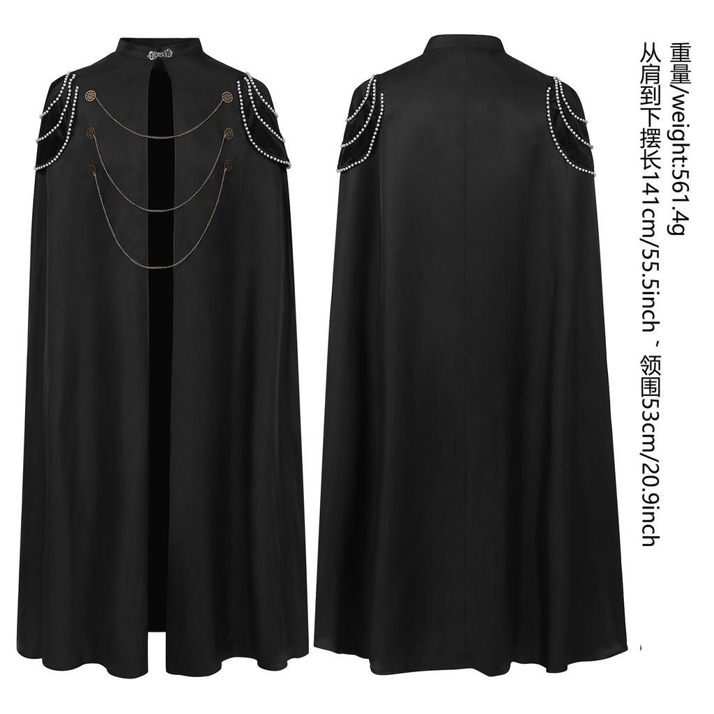 

Ages Middle The Cosplay Cape Fashion Simple Beaded Curtain Chain Hooded Costume чёрный