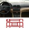 Red Carbon Fiber Center Console Button Frame Trim For BMW 3 Series E46 98-04