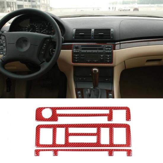 Red Carbon Fiber Center Console Button frame Trim For BMW 3 Series E46 98-04