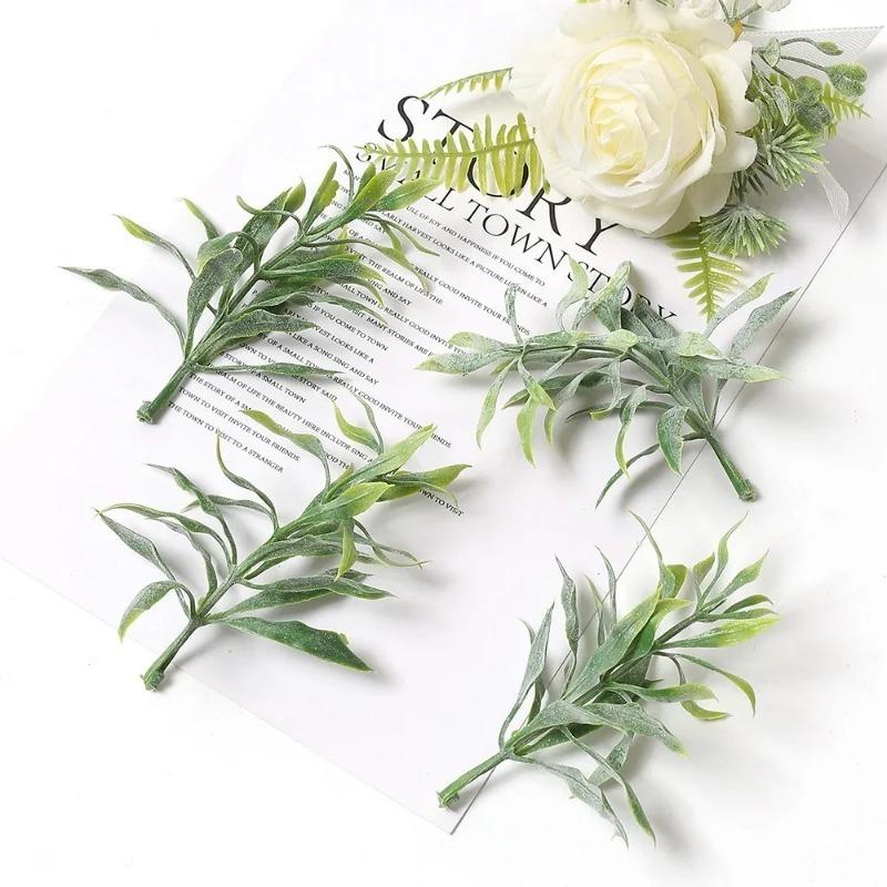 Green Artificial Plants Leaf Party Home Wedding Decor Accessories DIY Cake Candy Box Garland Christmas Decoration Flowers Wreath