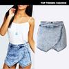 FGHJ Big-name Cross-layered Irregular Casual Joker Denim Shorts and Skirts
