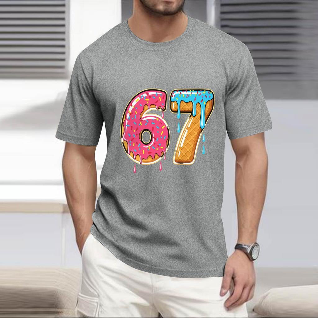 Men's Popular T-shirt Printed Round Neck Short Sleeve T-shirt