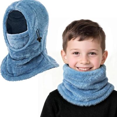 Multifunctional Windproof Adjustable Face Cover Ski Mask, Warm Hat Cap Hood Neck Warmer Scarf for 4-9 Years Boys Girls Cycling Skating Outdoor Sports