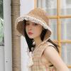 WTEMPO Retro Elegant Women's Lace Binding Strap Hollow-out Sun Hats Summer Beach Sunscreen Hats Wide Brim Foldable Soft Large Hats