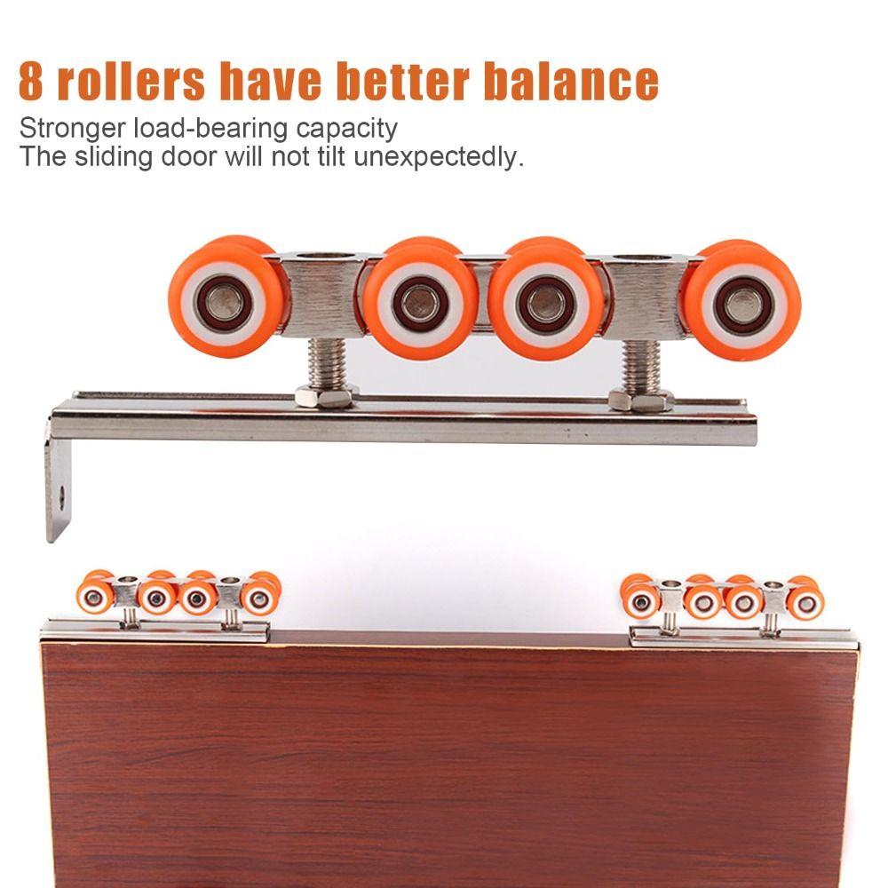 2 PCS Sturdy Sliding Door Kit External Rail Sliding Casters Sliding Door Carriage  Through Door