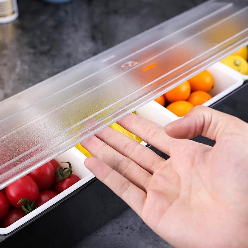 Fruit Box Condiment Container 4-6 Grids With Lid Large Capacity Bar Divided Fruits Bowl Household Seasonin Box Food Storage