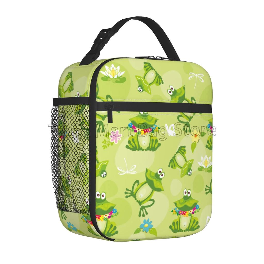 Cute Frog Lunch Bag for Women Boys Girls Portable Lunch Box Reusable Cooler Tote Bag for Office Work School Picnic Beach Travel