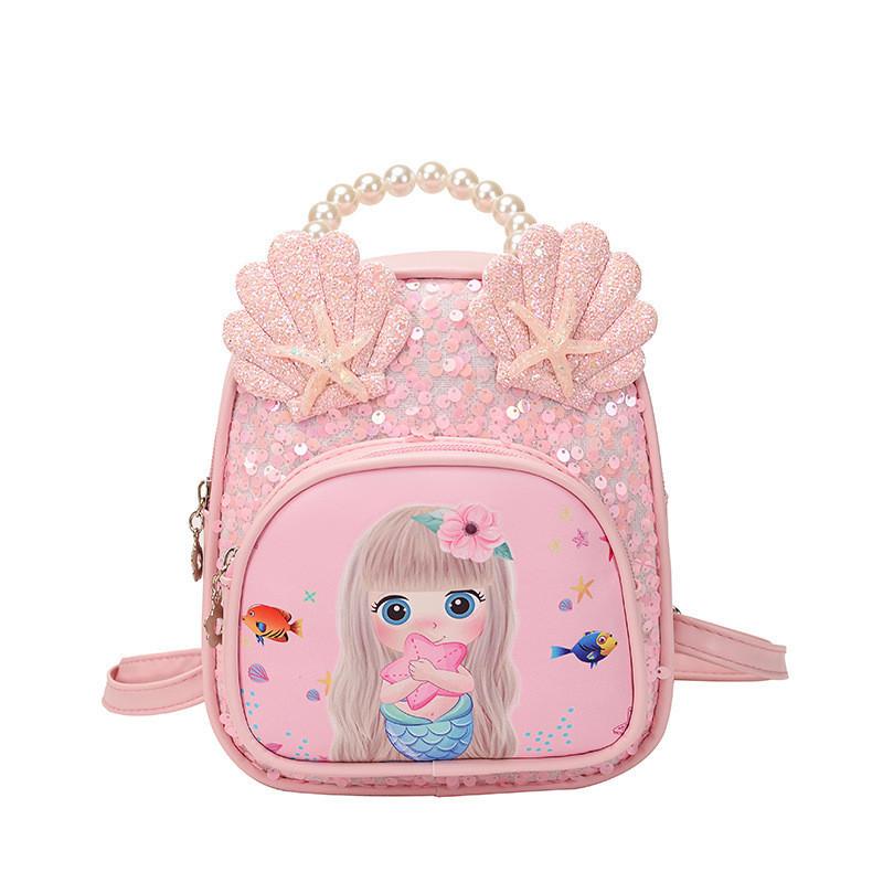 Adorable Cartoon Children's Backpack Girls Kindergarten Lightweight Pu Bag Breathable