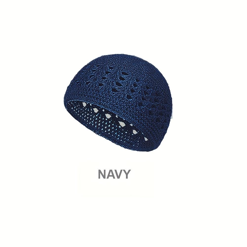 

Дихаючі мереживні шапочки для волосся, еластичні в язані шапки-біні, плетені вручну сіточки для волосся. Темно-синій
