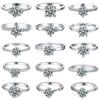 Real 1ct D Color Moissanite Ring Round Brilliant Cut Diamond Test Passed Moissanite Diamond Solitaire Rings For Women Jewelry