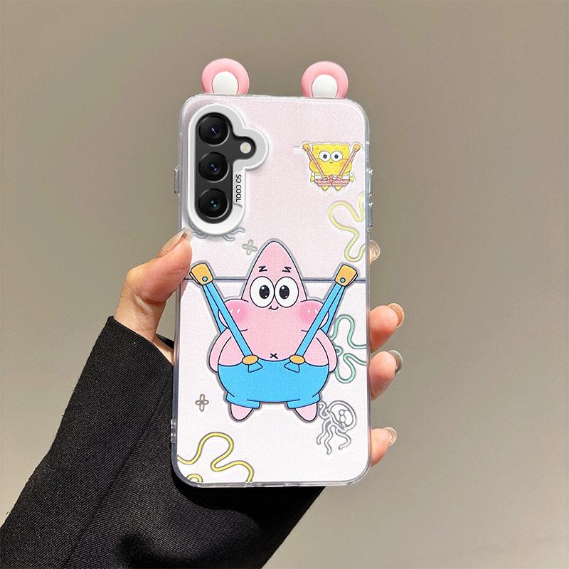 KEYSION Niedliche Ohr-Cartoon-Hülle für Samsung A17 5G mit Lanyard Weiches Silikon+PC Stoßfeste Handy-Rückseite für Galaxy A17 4G 5G