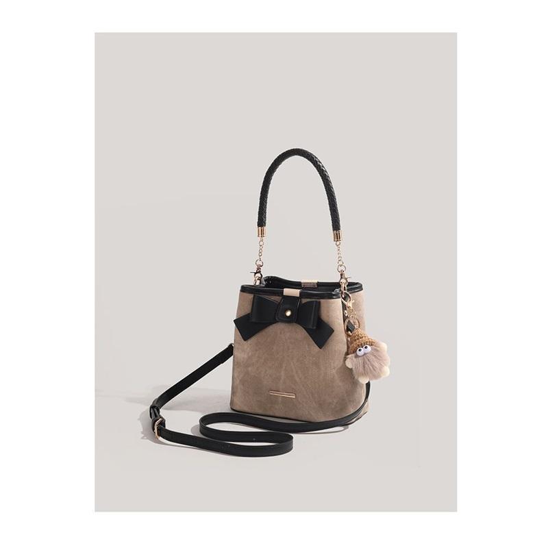 Vintage Bowknot Bucket Bag Niche Stylish Versatile Shoulder Crossbody Purse