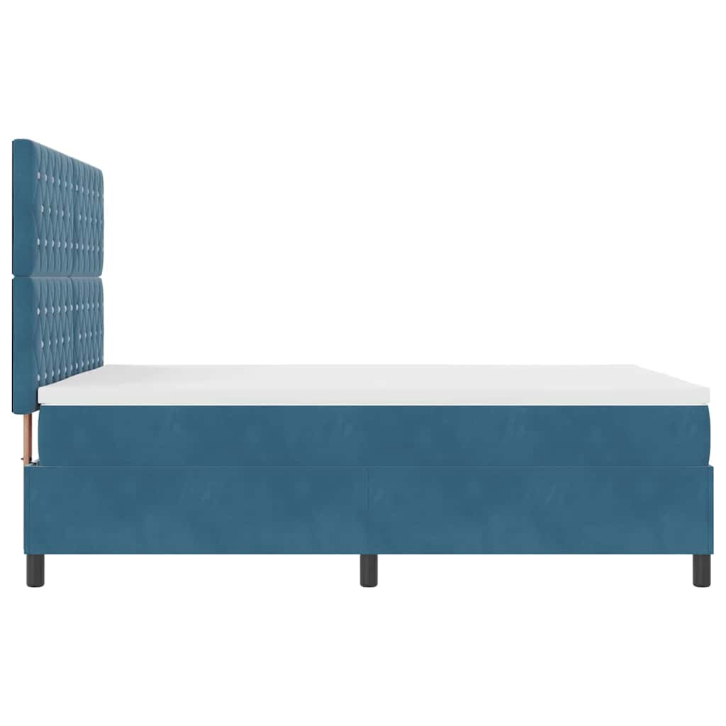 Box Spring Bed with Mattress Dark Blue 160 X 200 Cm Velvet