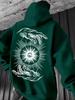 Arcane‑sight Men Hoodie Front Clean Plain, Back Ritual Hand‑eye Decor Pattern Pullover For Cozy American Weekend Outdoor Activities
