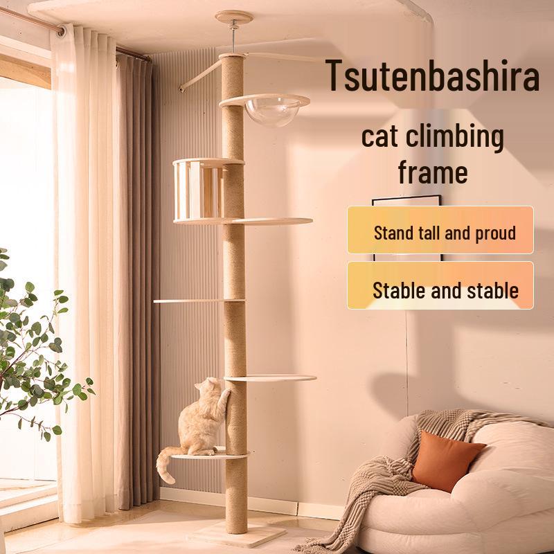 Hoge Sisal Kattenboom voor Grote Katten, Massief Houten Ontwerp