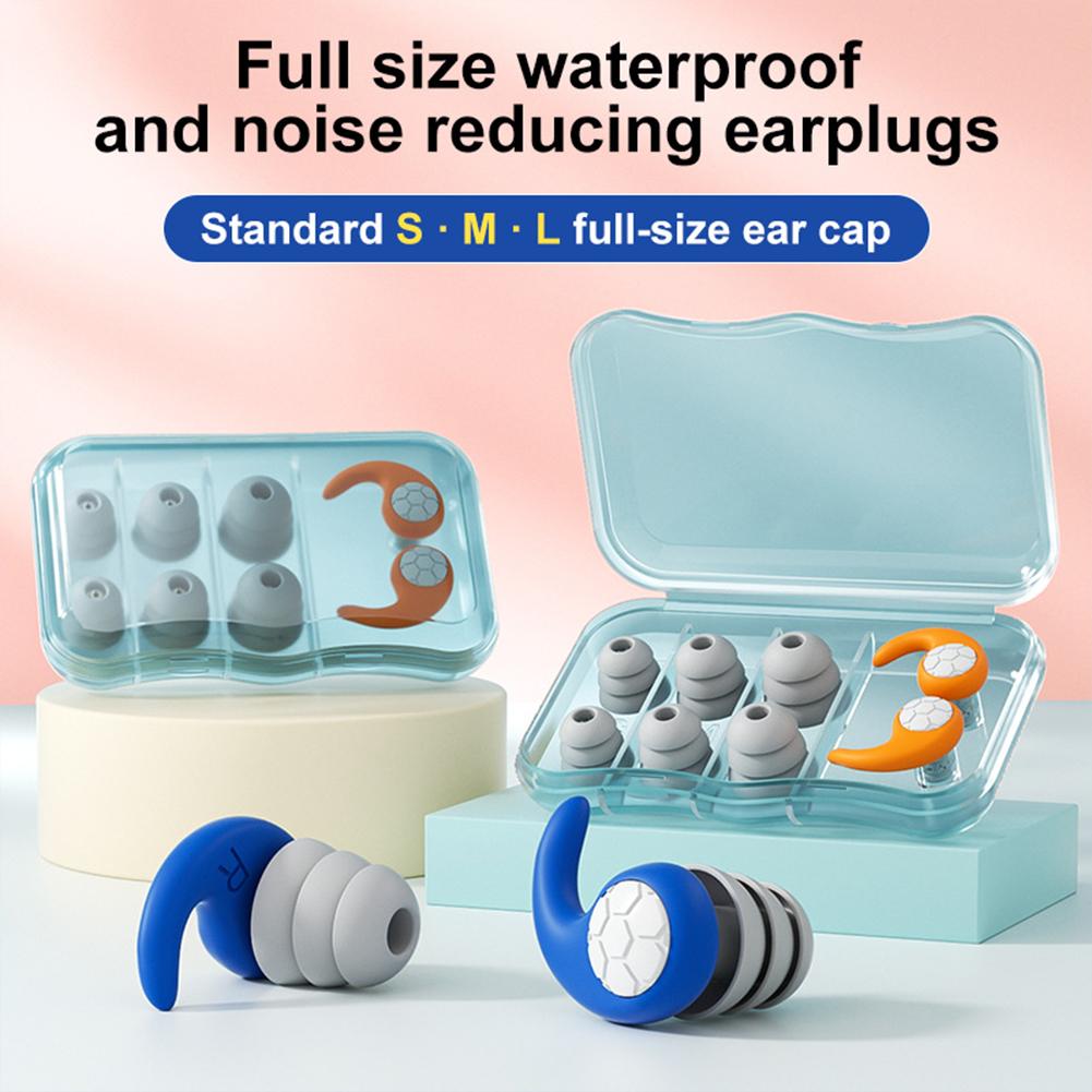1Pair Silicone Anti-Noise Earplugs Swimming Ear Plugs Sleeping Ear Plugs Waterproof Ear Protector Layer Mute Earplugs