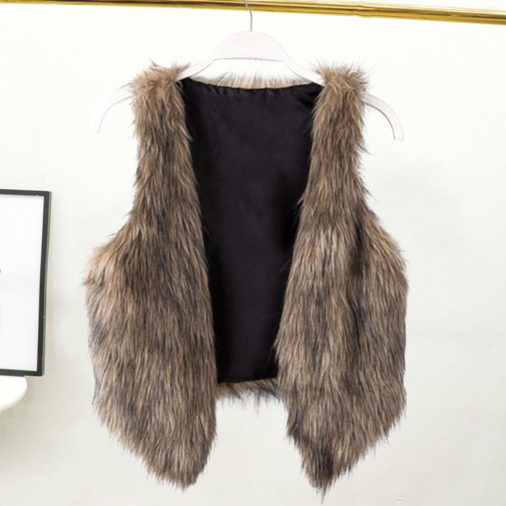 Women Vest Artificial Fur Vest Stylish Women's Faux Artificial Leather Fur Sleeveless Vest Cozy V Neck Waistcoat for Fall Winter Fashion