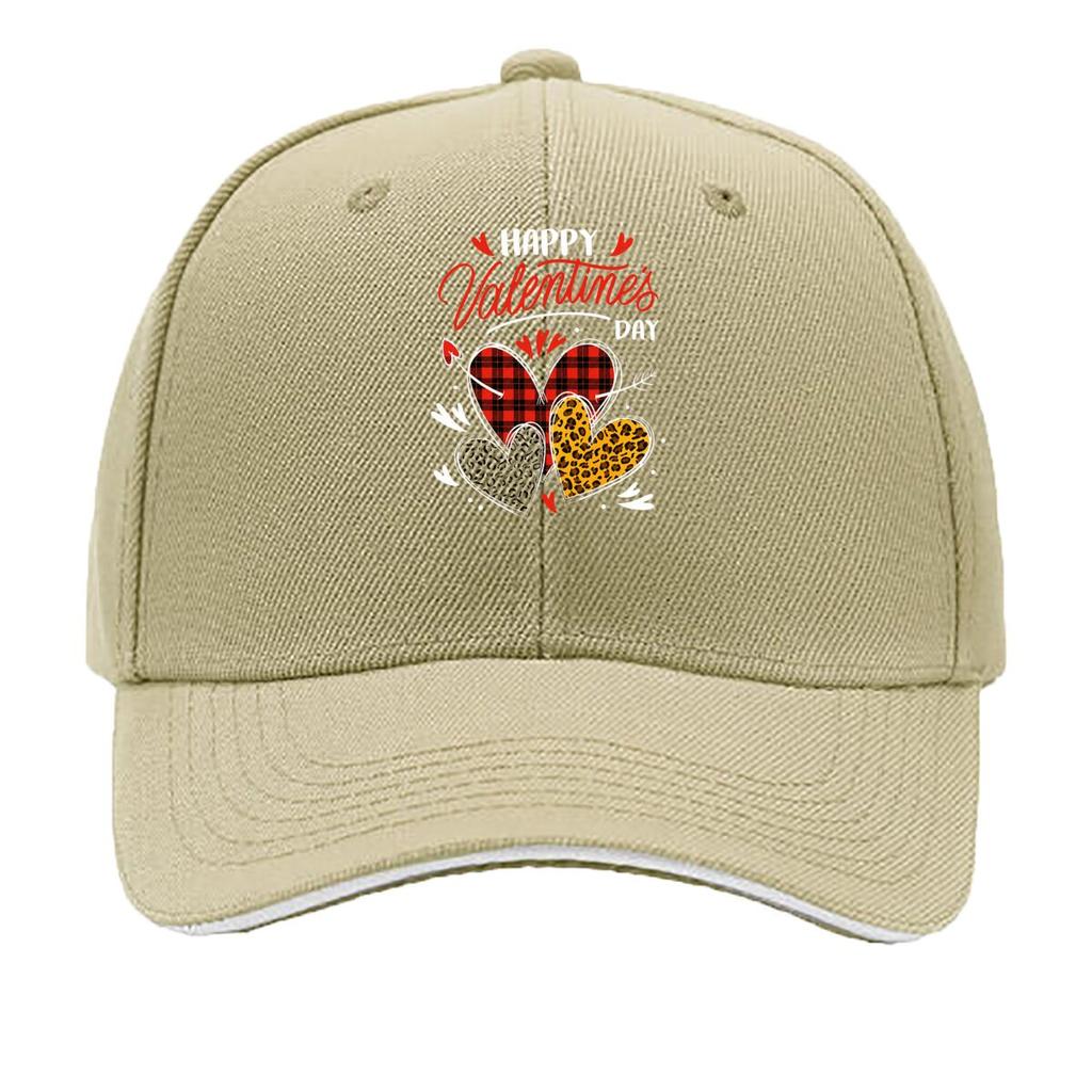 Valentines Script Buffalo Plaid Leopard Heart Design Sandwich Baseball Cap Unisex Women Sun Cap Outdoor Workouts Hat