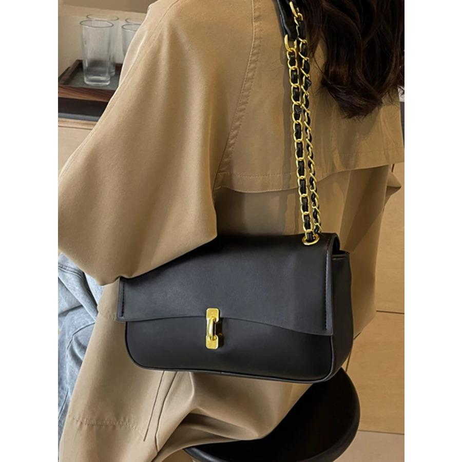 Fashion Textured Women Shoulder Bags Solid Color Versatile Flap Small Square Bag  New Lady Chain Crossbody Bags