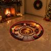 Unique Seasonal Gift Rugs Christmas Round Area Rug, 3D Visual Trap Floor Mat with Santa Elk Print, Soft Crystal Velvet Carpets Non-Slip Stain