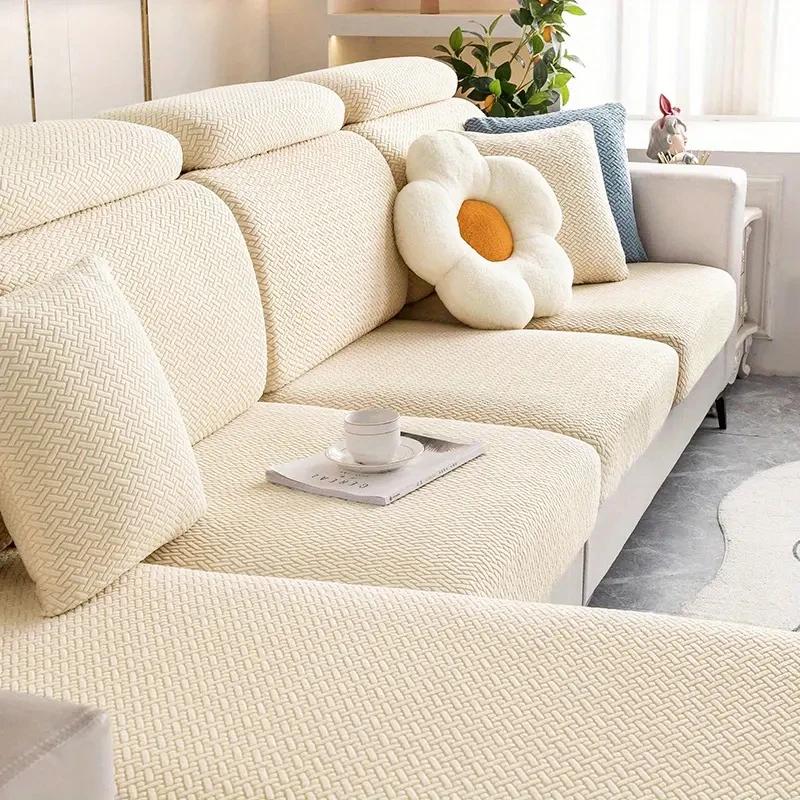 Thick Jacquard Sofa Seat Cushion Cover For Living Room Furniture Protector L-Shape Corner Sofa Cover Removable Seat Slipcovers