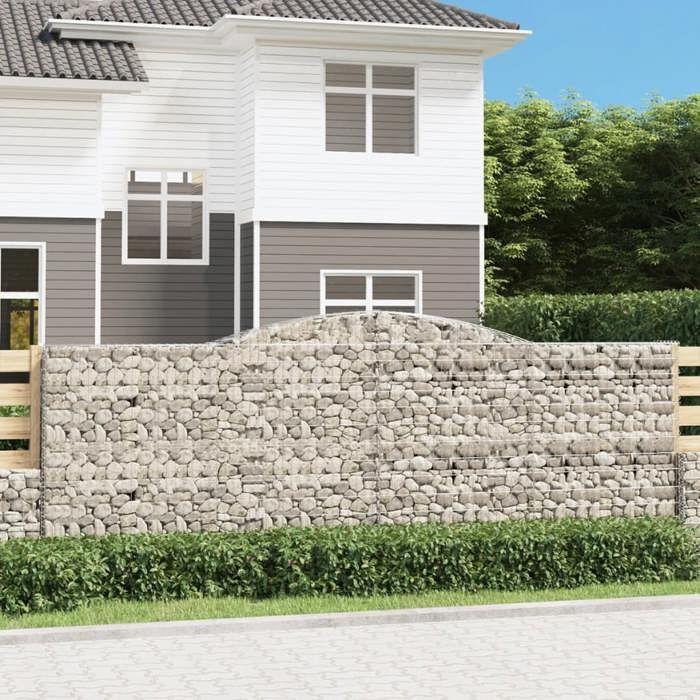 VidaXL Paniers à gabions arqués 2 pcs 400x50x140/160 cm Fer galvanisé, gabion, cage de gabion, panier de mur de gabion, mur 3147022