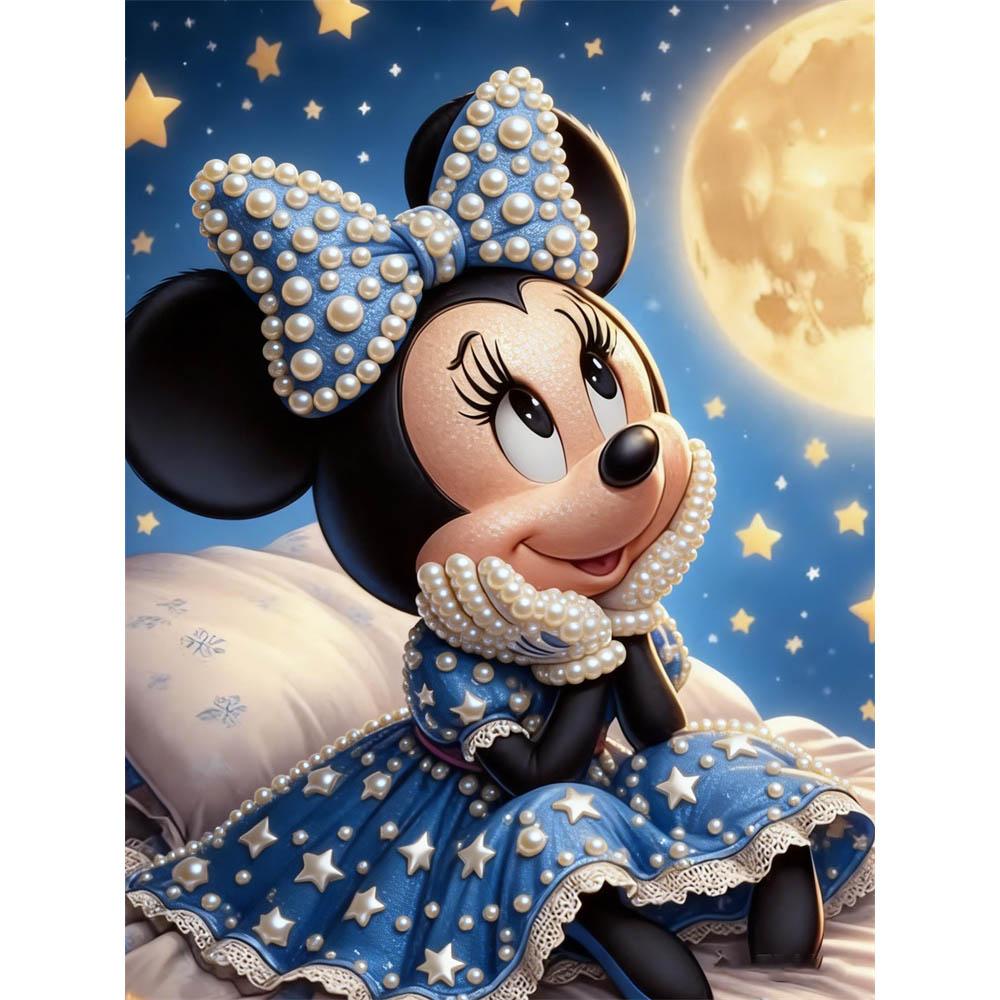 

Disney Pearl Painting Minnie Moon Night Star Dream Creative Art 5D Pearl Embroidery Cross Stitch Kit Handmade DIY Home and Room Decor Gift 35x45cm