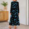 Women Retro Printed Long-sleeved Comfortable Loose Dress, Elegant Dress