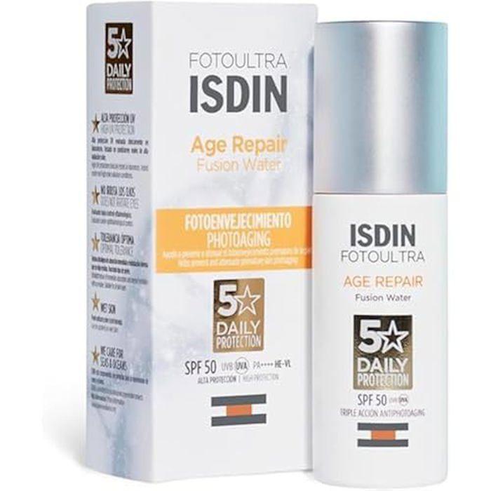 ISDIN FotoUltra Age Repair Fusion Water SPF50 Protection Solaire pour Visage à Base d'Eau, Vanille, 50 ml