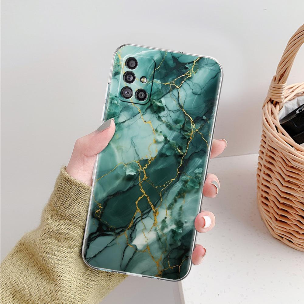 Phone Case For Samsung A15 A13 A35 A55 A51 A71 A41 A31 A21S A03S A05 A17 A23 A25 A33 A53 A73 5G A07 4G Clear Cover Marble Stone