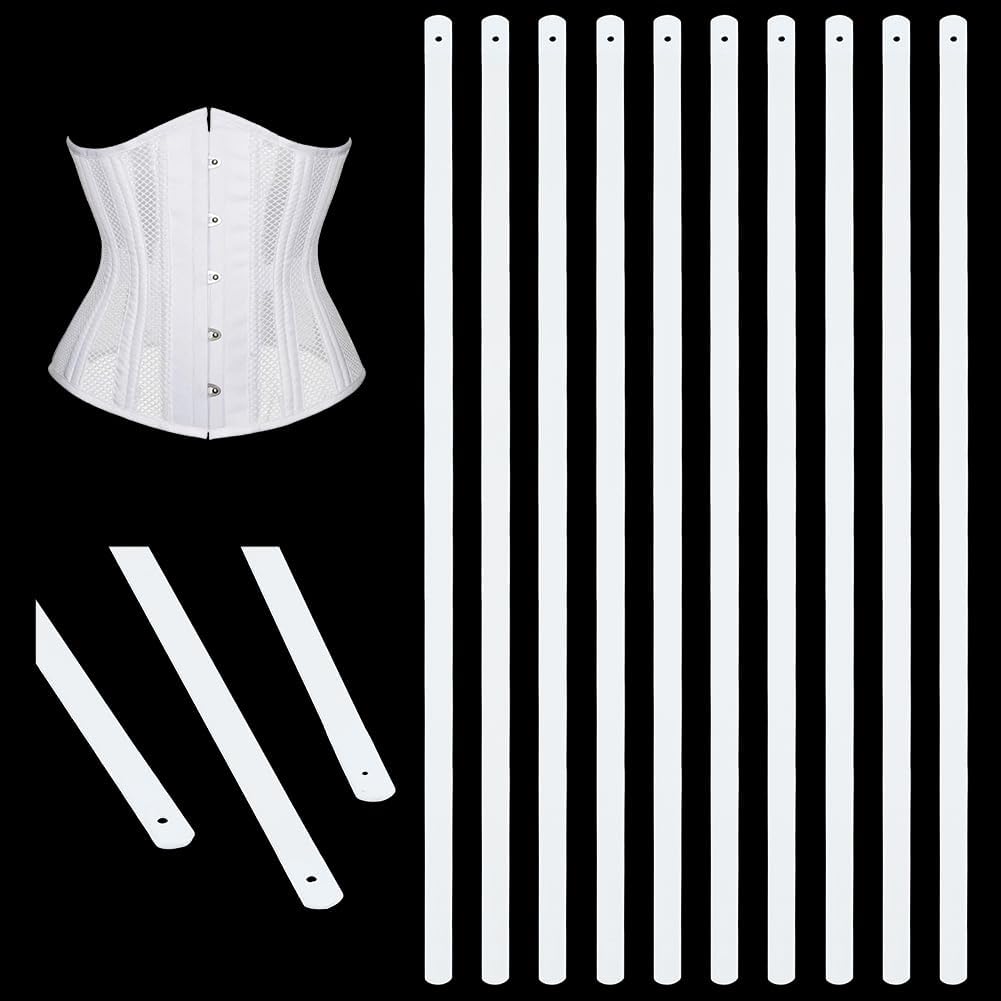 BENECREAT 10pcs White Metal Boning, 9.84 X 0.24 Inch Corset Strips White Webbing Boning for Bridal Dress Bustle Handmade Craft Wedding Dresses DIY