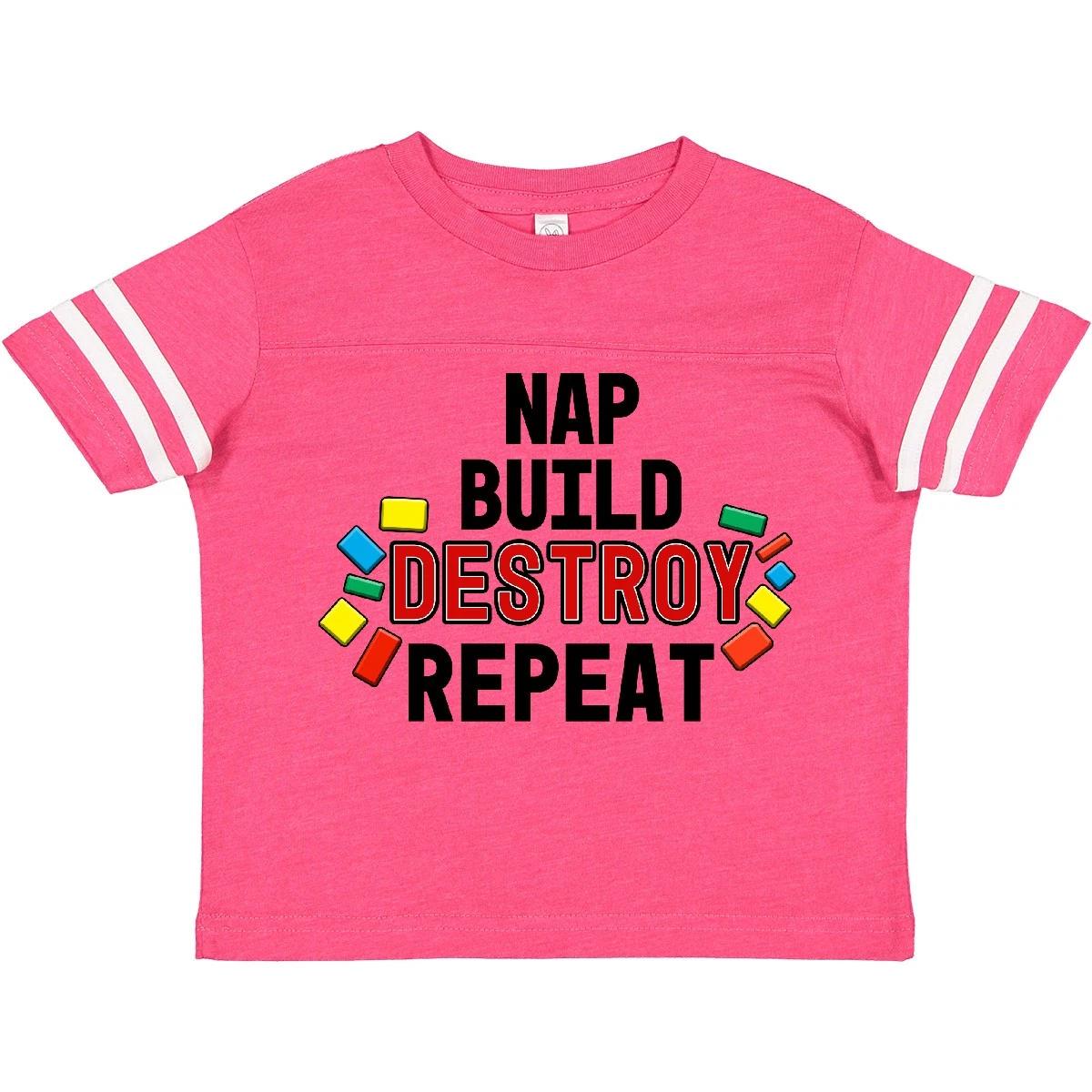 

Inktastic Nap Build Destroy Repeat With Colorful Building Blocks Toddler T-Shirt 160
