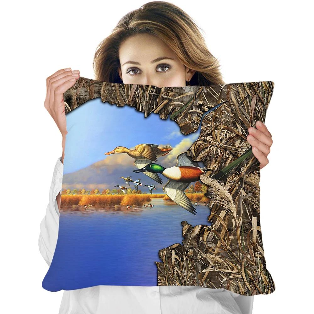 Animal Pillowcase Beautiful Wild Boar Hunting Reversible Printed Cushion Cover Home Fun Throw Pillow