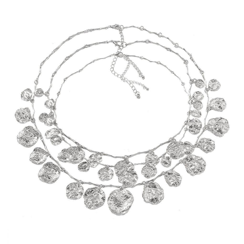 Women Vintage Multi Layer Pendant Stacked Geometric Circular Pendant Coin Necklace