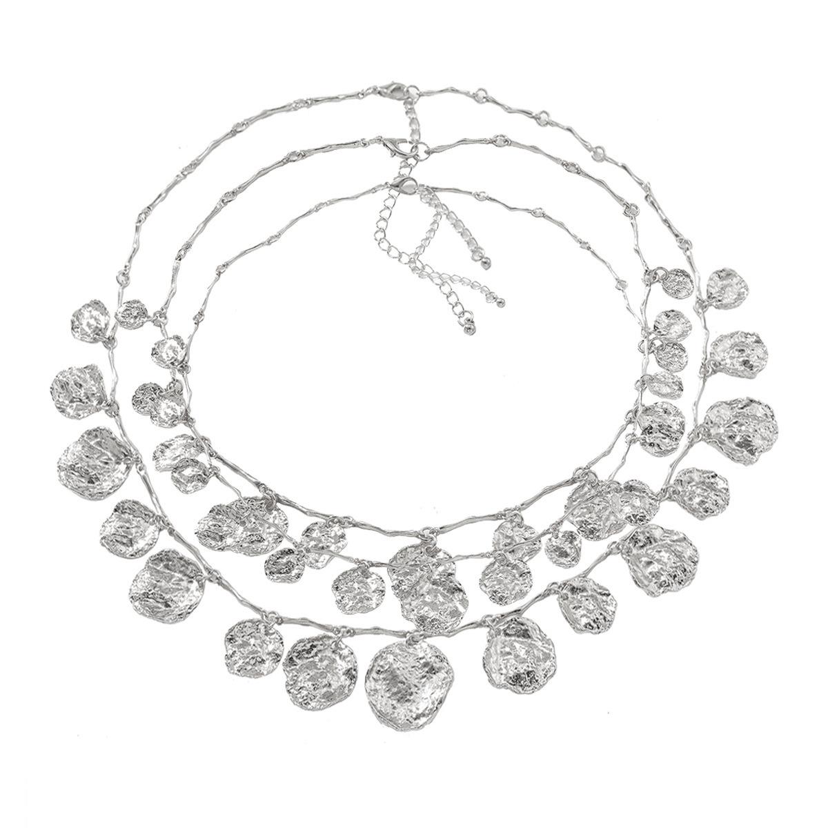 

Женский винтажный многослойный кулон с геометрическим круглым кулоном в виде монеты серебряный