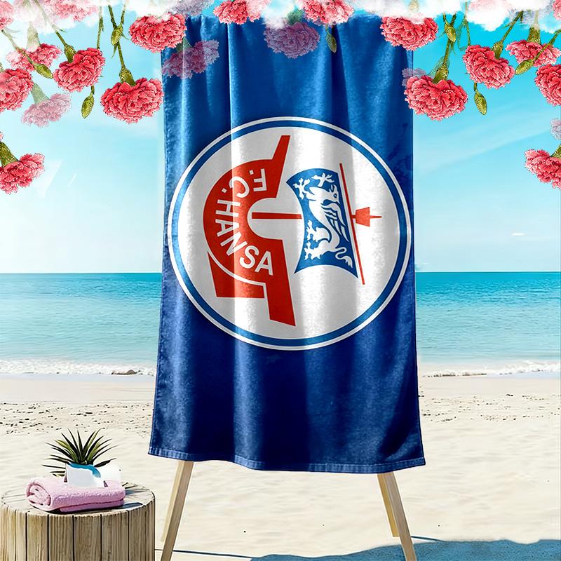 FC Hansa Rostock Druck Strandtuch, Großes Weiches Schnelltrocknendes Handtuch für Strand Camping Schwimmen