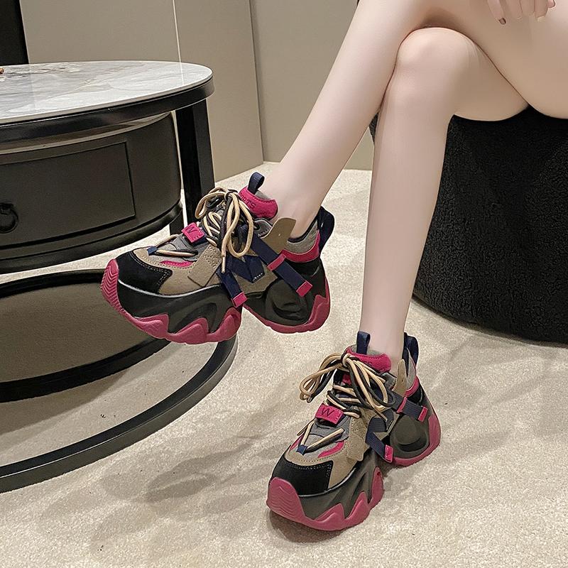 Fashion Autumn Women's Sneakers New Breathable High Platform Shoes Woman Ladies Vulcanize Casual Chunky Sneakers Zapatillas Mujer 7.5CM