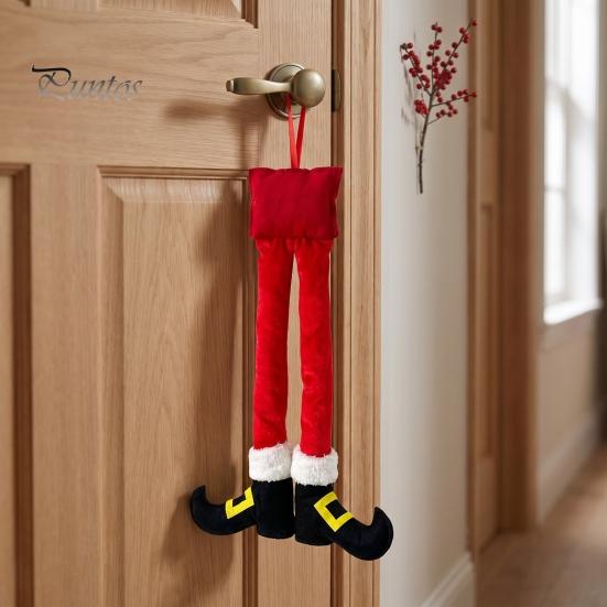 Weiches Stoff-Hängeornament Weihnachtselfenbeine, Weihnachtsmannbeine Ornamente, Plüsch gefüllter Weihnachten Auto Anhänger, Festliche Stiefel Lustige Feiertagsdekoration für Spiegel,