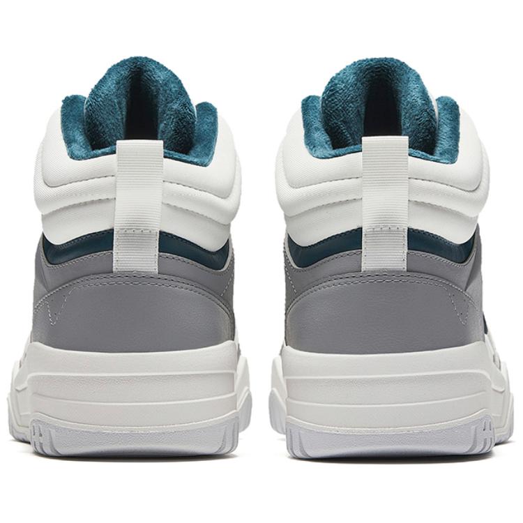 Anta Full Score Fabric Synthetic Leather Plush Comfortable Non-Slip Warm High-Top Skate Shoes Men Skate Shoes White Gray Blue 112448972-4