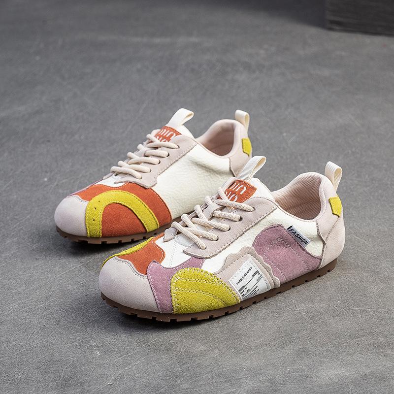 

Johnature Контрастные повседневные туфли на плоской подошве, удобные, легкие, с мягкой подошвой, в стиле ретро для женщин 40 оранжевый